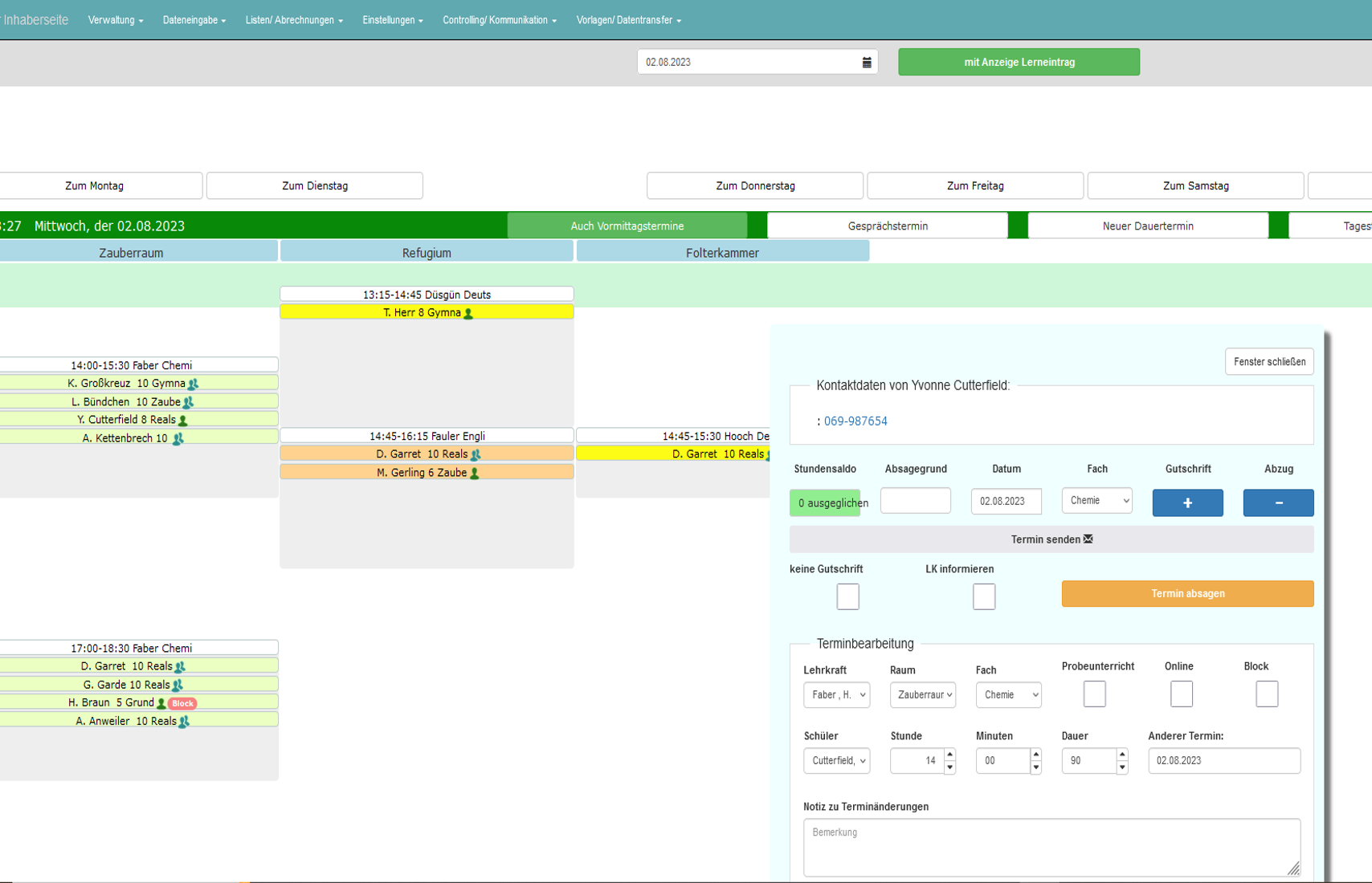 ge&ouml;ffnetes Verwaltungsfenster