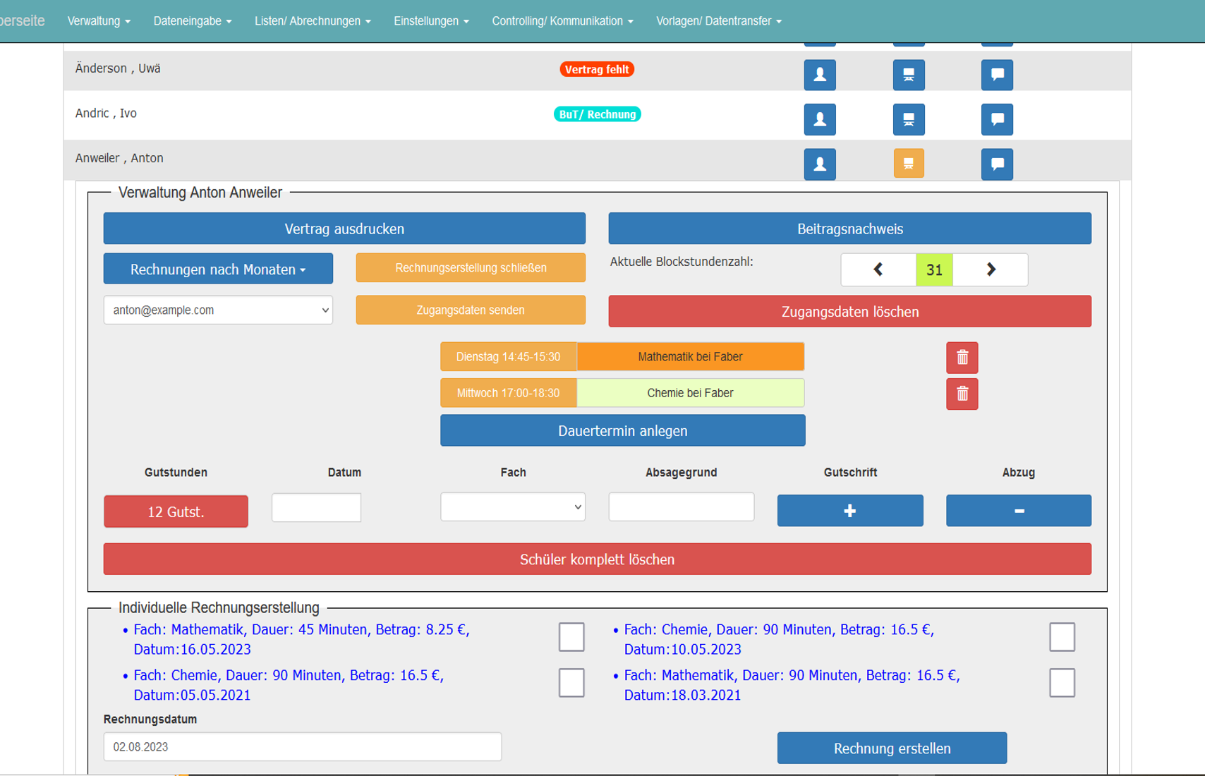 ge&ouml;ffnetes Verwaltungsfenster
